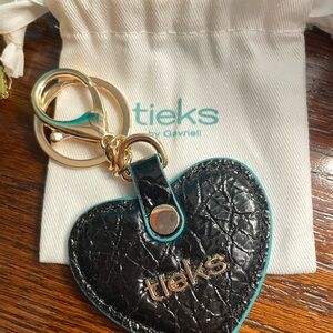Tieks Black Heart Keychain with Gold Accents